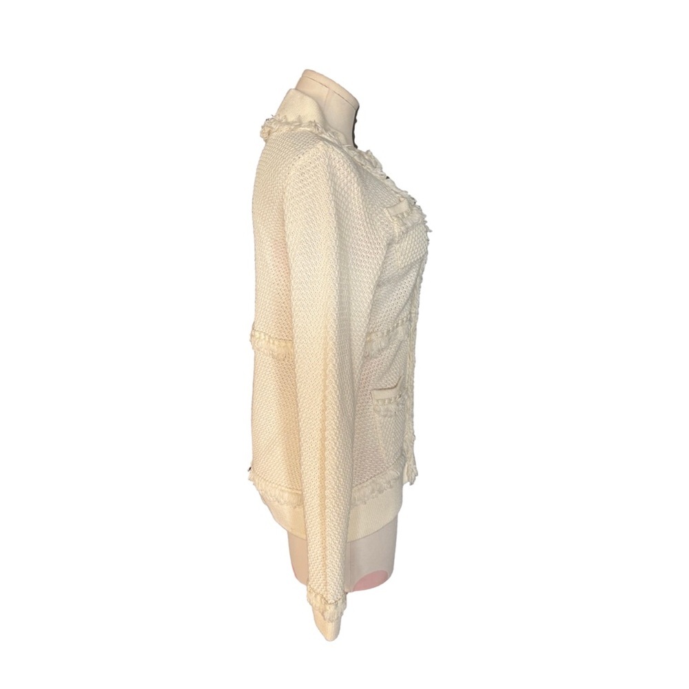 Coastal Grandma Fisherman Chunky Knit Cardigan - Cream Ivory M - Picture 5 of 8